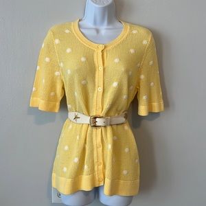 Christopher & Banks crochet dotted short sleeve sweater top size large